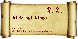 Urbányi Kinga névjegykártya
